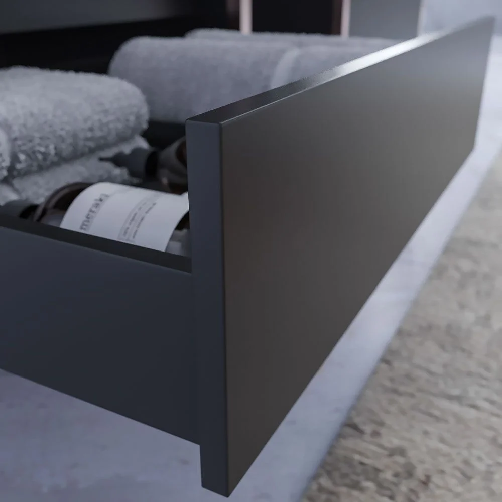 Móvel de casa de banho INDEX com estrutura de pés Lavatório suspenso com 1 gaveta BLACK-ROSE GOLD - Image 3