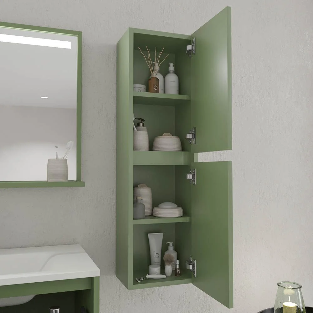 Móvel de casa de banho suspenso 2 gavetas / 1 porta CLAIRE com lavatório Solid Surface VERDE RESEDA - Image 7