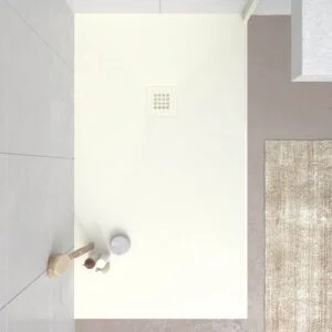 Base de duche em resina MYSTONE Branco-creme RAL 9001 e cores exclusivas Textura de ardósia antibacteriana e antiderrapante