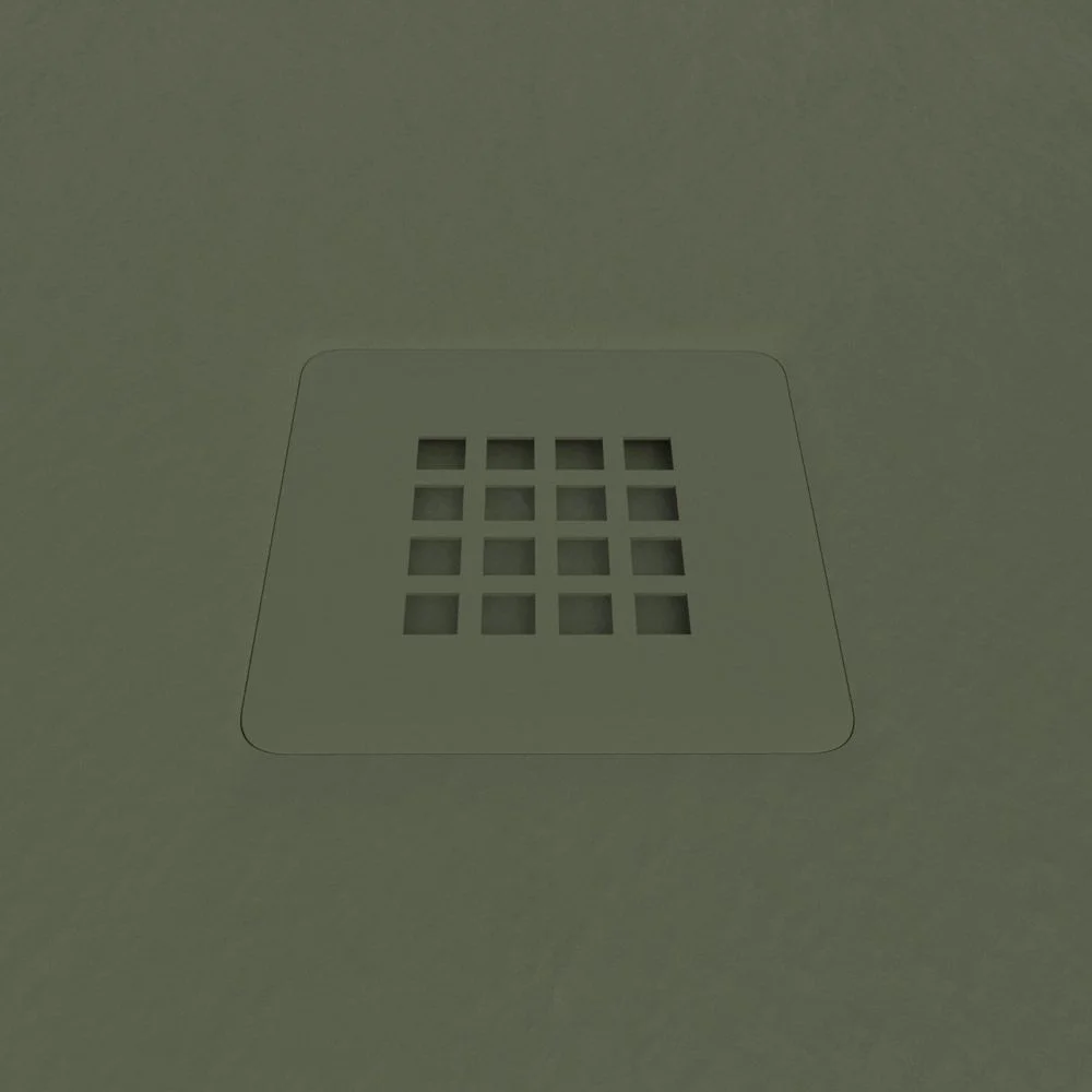 Base de duche em resina CLOE Verde Cana RAL 6003 com textura de ardósia antibacteriana e antiderrapante. Grelha termolacada - Image 3