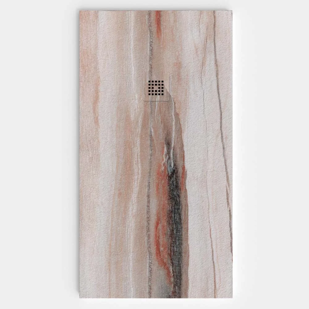 Base de duche em resina com efeito madeira Báltico com textura de ardósia - antiderrapante STONE 3D moderna