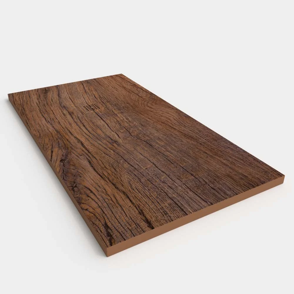Base de duche em resina com efeito madeira Rosewood com textura de ardósia - antiderrapante STONE 3D moderna - Image 2