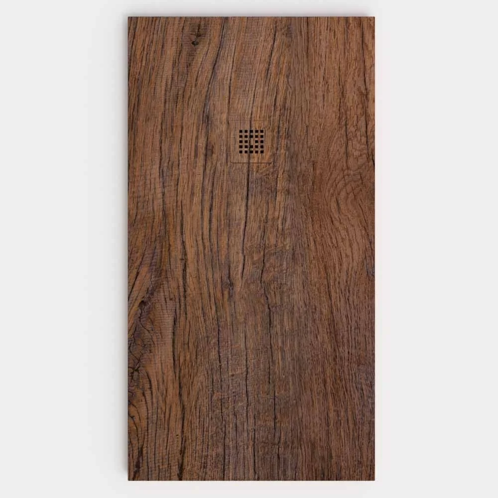 Base de duche em resina com efeito madeira Rosewood com textura de ardósia - antiderrapante STONE 3D moderna