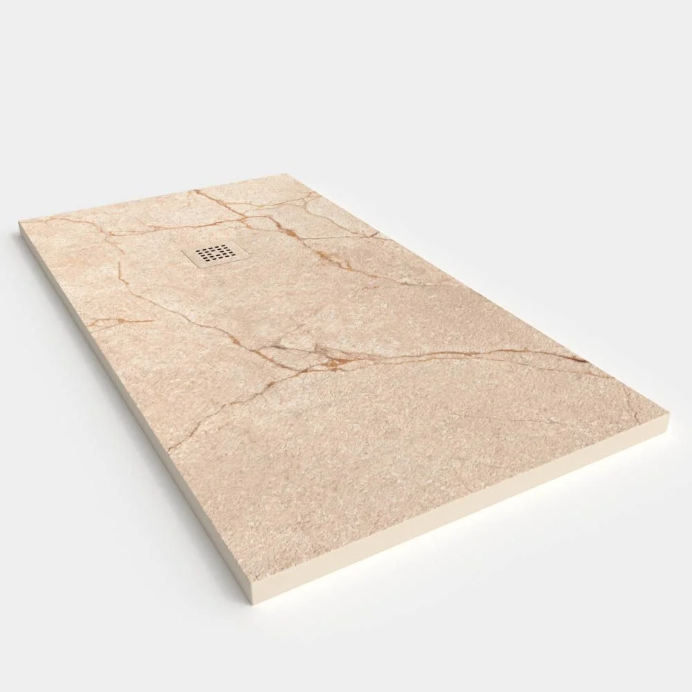 Base de duche em resina com textura de ardósia. Efeito mármore Creme - moderno STONE 3D antiderrapante - Image 2