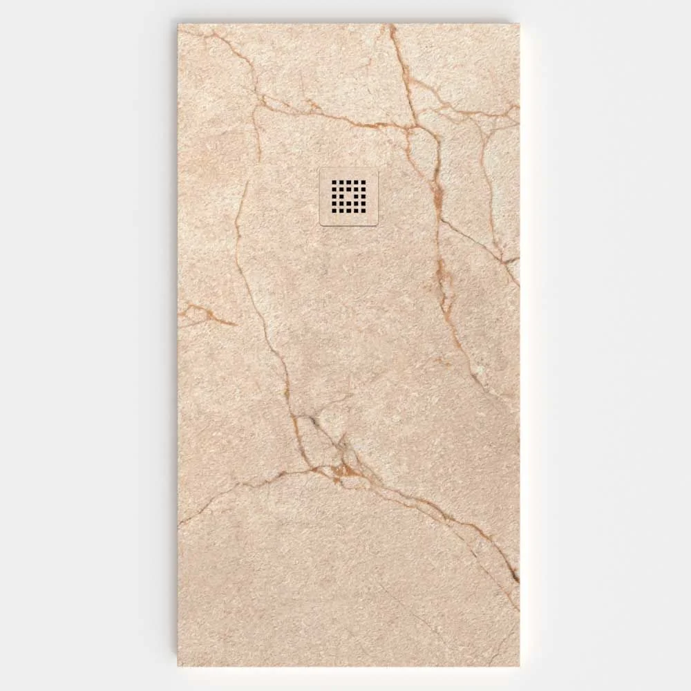 Base de duche em resina com textura de ardósia. Efeito mármore Creme - moderno STONE 3D antiderrapante