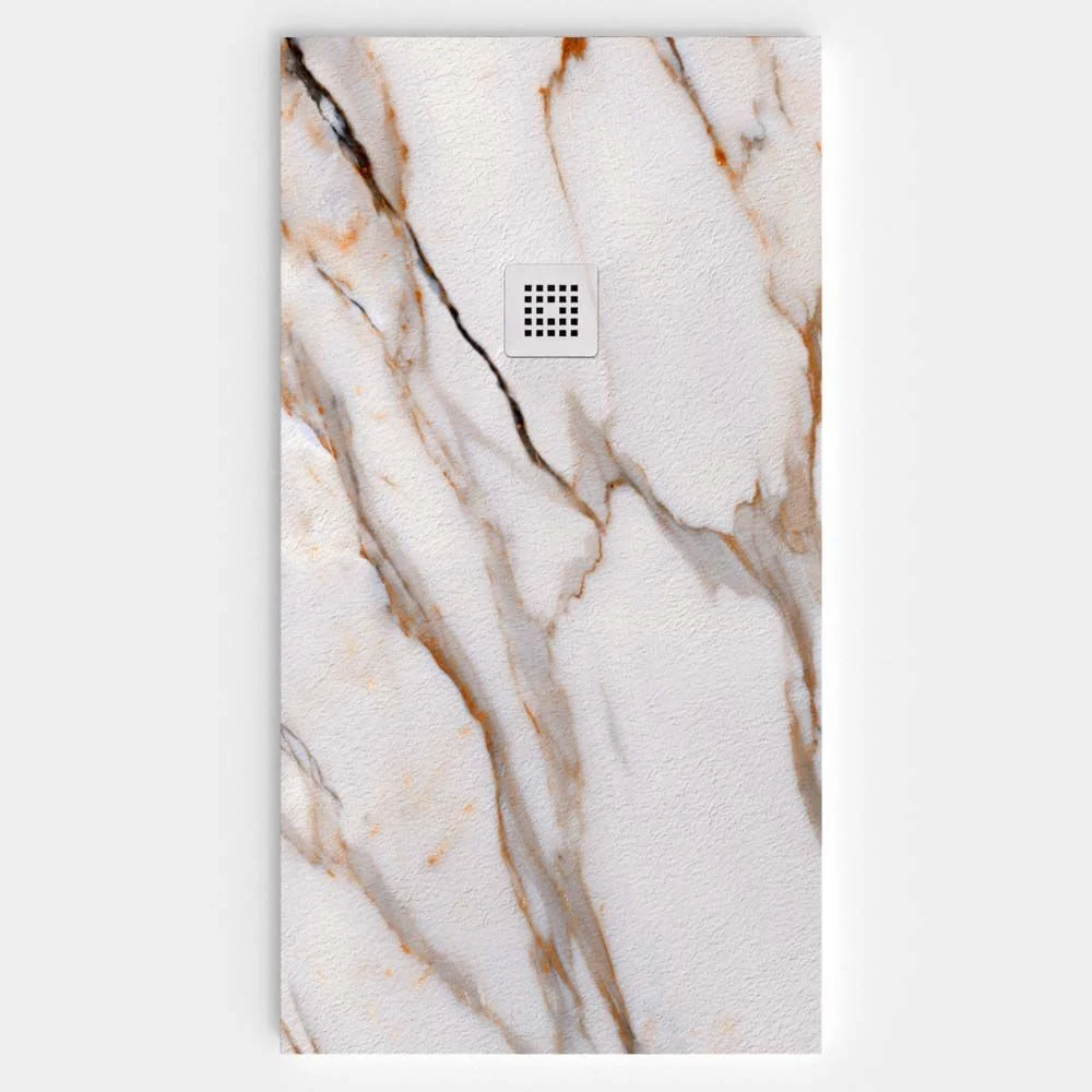 Base de duche em resina com textura de ardósia. Efeito mármore Santa - moderno STONE 3D antiderrapante
