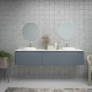 Móveis de casa de banho FUSE suspenso na parede 3 gavetas AZUL CINZA