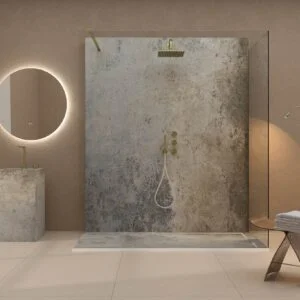 Painel de revestimento de paredes de casas de banho MSCOMPACT efeito cimento CINZA