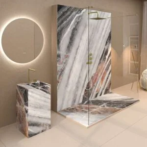 Painel de revestimento de paredes de casas de banho MSCOMPACT efeito mármore AGORA