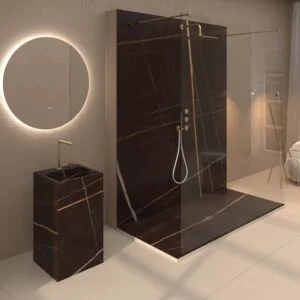 Painel de revestimento de paredes de casas de banho MSCOMPACT efeito mármore BROWN