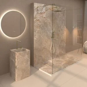 Painel de revestimento de paredes de casas de banho MSCOMPACT efeito mármore CORALITO