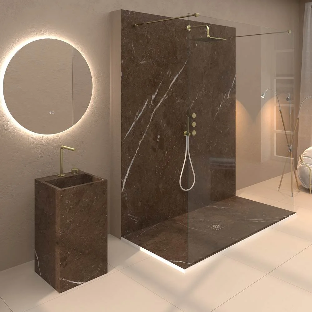 Painel de revestimento de paredes de casas de banho MSCOMPACT efeito mármore DARK