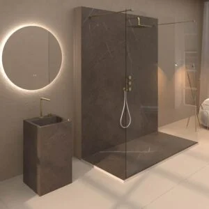 Painel de revestimento de paredes de casas de banho MSCOMPACT efeito mármore EMPERADOR
