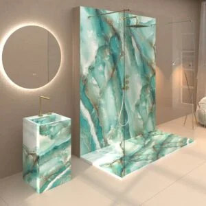 Painel de revestimento de paredes de casas de banho MSCOMPACT efeito mármore GREEN