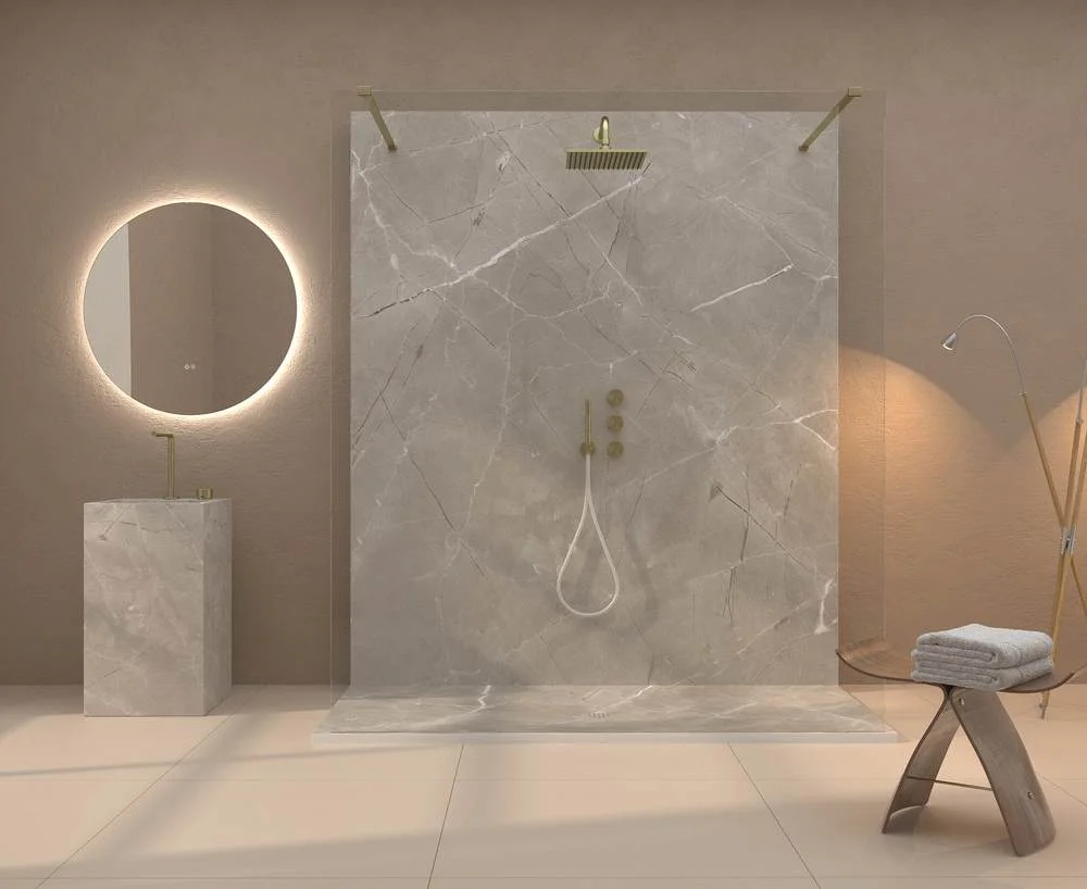 Painel de revestimento de paredes de casas de banho MSCOMPACT efeito mármore GRIGIO - Image 3