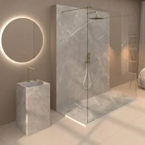 Painel de revestimento de paredes de casas de banho MSCOMPACT efeito mármore GRIGIO