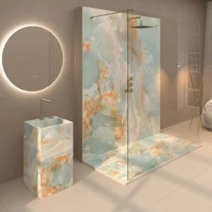 Painel de revestimento de paredes de casas de banho MSCOMPACT efeito mármore LUMINUS