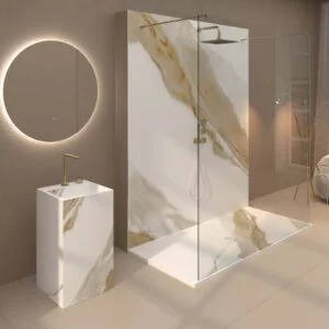 Painel de revestimento de paredes de casas de banho MSCOMPACT efeito mármore PIETRA