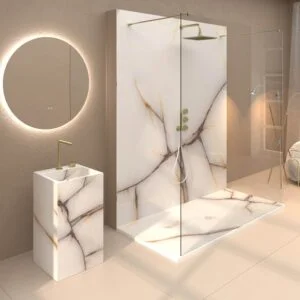 Painel de revestimento de paredes de casas de banho MSCOMPACT efeito mármore REALE