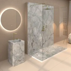 Painel de revestimento de paredes de casas de banho MSCOMPACT efeito mármore SIERRA