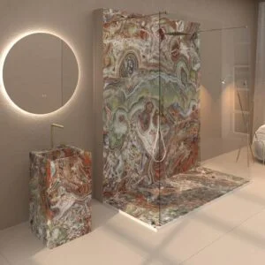 Painel de revestimento de paredes de casas de banho MSCOMPACT efeito mármore THASOS