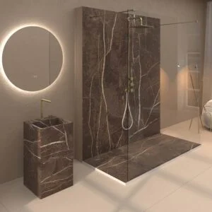 Painel de revestimento de paredes de casas de banho MSCOMPACT efeito mármore TRANCO