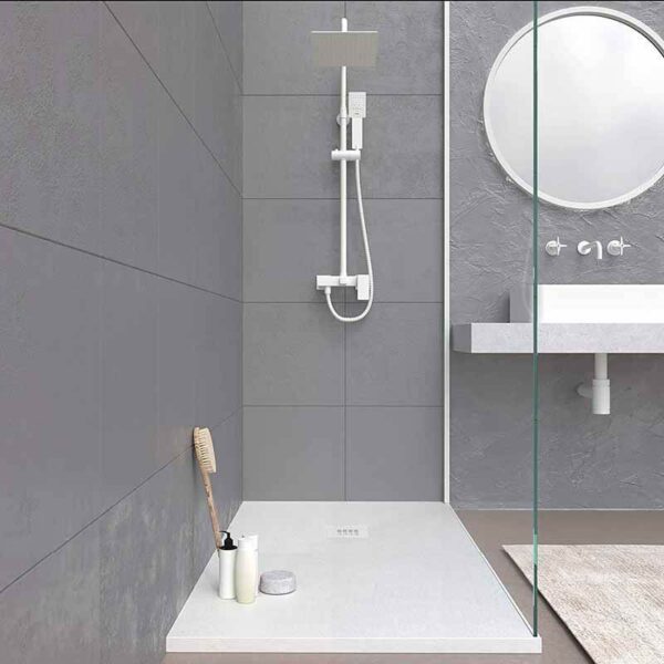 Base de duche em resina MYSTONE Branco RAL 9003 e outras cores exclusivas textura de ardósia antibacteriana e antiderrapante - Image 2