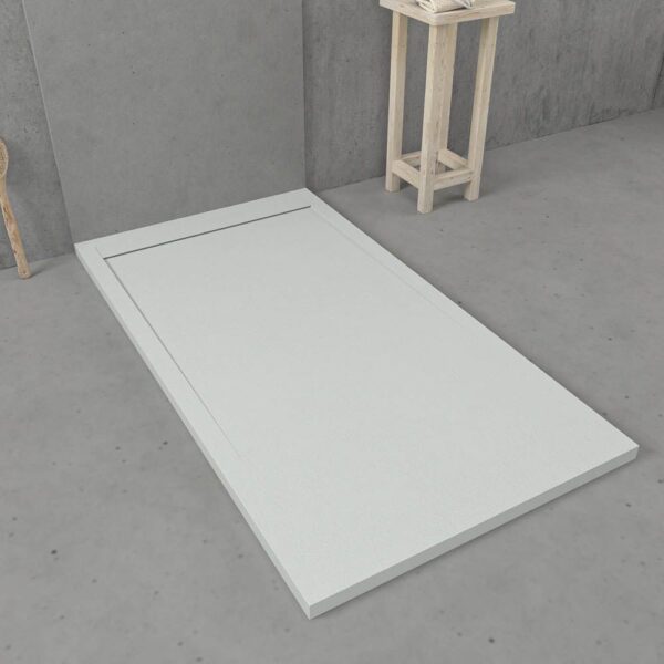 Base de duche em resina com moldura URBANSTONE Arena RAL 7035 com textura de ardósia anti-bacteriana e anti-derrapante. Grelha oculta. - Image 2