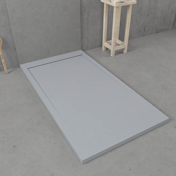 Base de duche em resina com moldura URBANSTONE Cement Grey RAL 7005 textura ardósia, anti-bacteriana e anti-derrapante. Grelha oculta. - Image 2