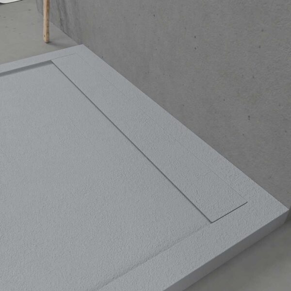 Base de duche em resina com moldura URBANSTONE Cement Grey RAL 7005 textura ardósia, anti-bacteriana e anti-derrapante. Grelha oculta. - Image 4