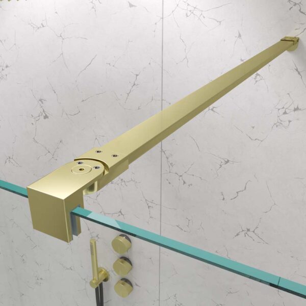 Resguardo de duche fixo Perfil ZEN Gold - Vidro de 8 MM com tratamento anti-calcário incluído - Braço de fixação em aço inoxidável. extensível - Image 3