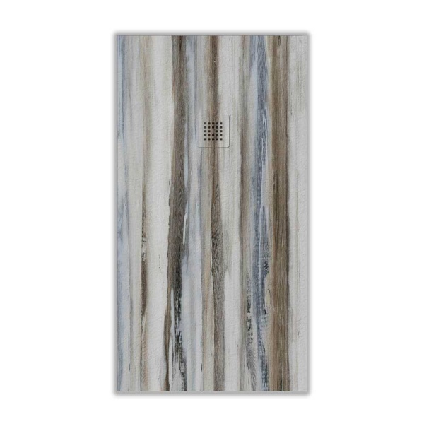Base de duche em resina textura ardósia Acabamento efeito madeira Vintage Azul – antiderrapante PEDRA 3D moderno