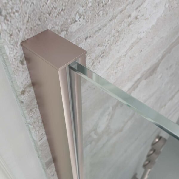 Resguardo de duche fixo Perfil ZEN Rose Gold - Vidro de 8 MM com tratamento anti-calcário incluído - Braço de fixação em aço inoxidável. extensível - Image 2