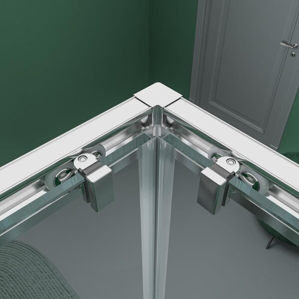 BASIC resguardo retangular de duche com abertura angular 2 fixas-2 portas de correr. Sem perfil inferior. Com tratamento anti-calcário Acabamento CROMADO BRILHANTE - Image 2