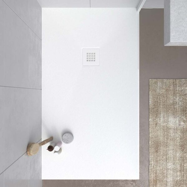 Base de duche em resina MYSTONE Branco RAL 9003 e outras cores exclusivas textura de ardósia antibacteriana e antiderrapante
