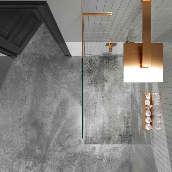 Divisória de duche fixa ZEN sem braço de segurança - Vidro 8 MM com tratamento anti-calcário incluído COBRE MATE - Image 2