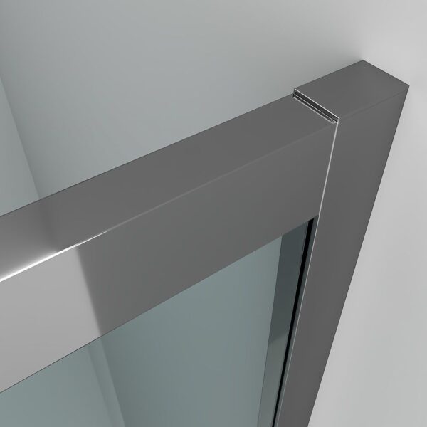 Divisória de duche frontal FLARE 1 painel fixo -1 porta de correr. Sem perfil inferior. Acabamento CROME GLOSS - Image 5