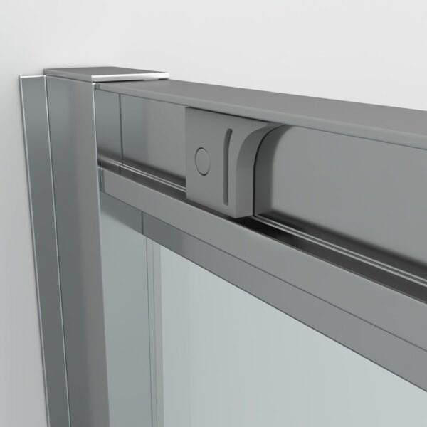Divisória de duche frontal FLARE 1 painel fixo -1 porta de correr. Sem perfil inferior. Acabamento CROME GLOSS - Image 4