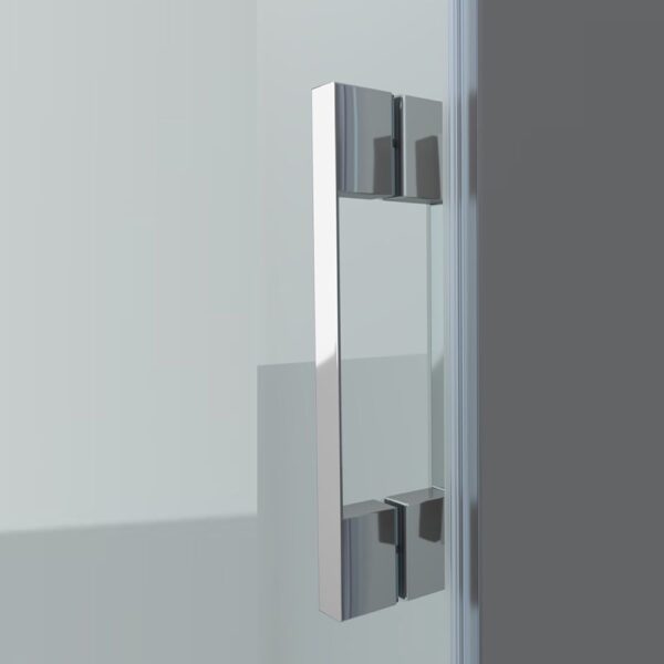 Divisória de duche frontal FLARE 1 painel fixo -1 porta de correr. Sem perfil inferior. Acabamento CROME GLOSS - Image 3
