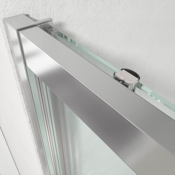 Divisória de duche frontal FLARE 1 painel fixo -1 porta de correr. Sem perfil inferior. Acabamento CROME GLOSS - Image 7