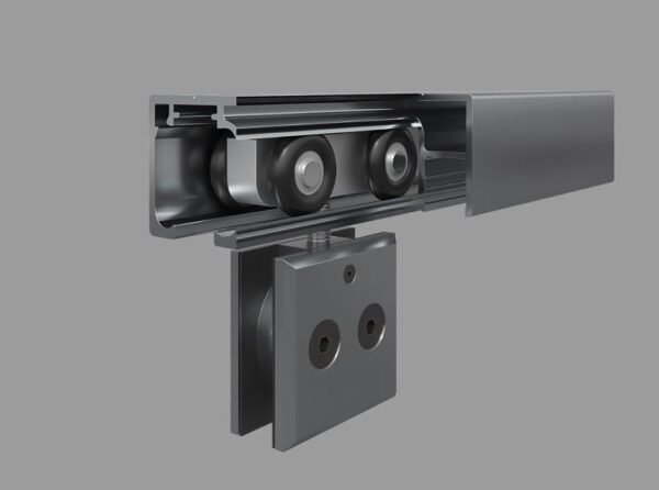 Divisória de duche frontal LIFE 2 portas fixas + 2 portas de correr em vidro de 8 mm com fecho suave. Acabamento em preto mate - Image 9