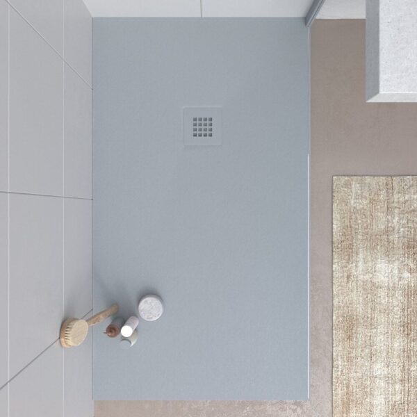Base de duche em resina MYSTONE Cinzento RAL 7040 e cores exclusivas Textura de ardósia antibacteriana e antiderrapante