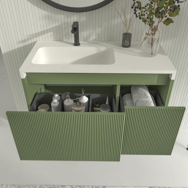 Móvel para casa de banho BINARIO suspenso 2 gavetas acabamento GREEN RESEDA - Image 4