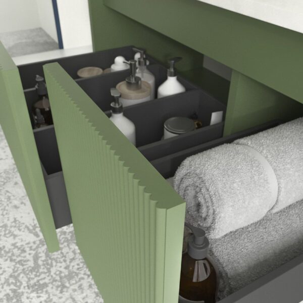 Móvel para casa de banho BINARIO suspenso 2 gavetas acabamento GREEN RESEDA - Image 5