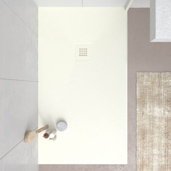 Base de duche em resina MYSTONE Branco Quebrado RAL 9001 e cores exclusivas Textura de ardósia antibacteriana e antiderrapante