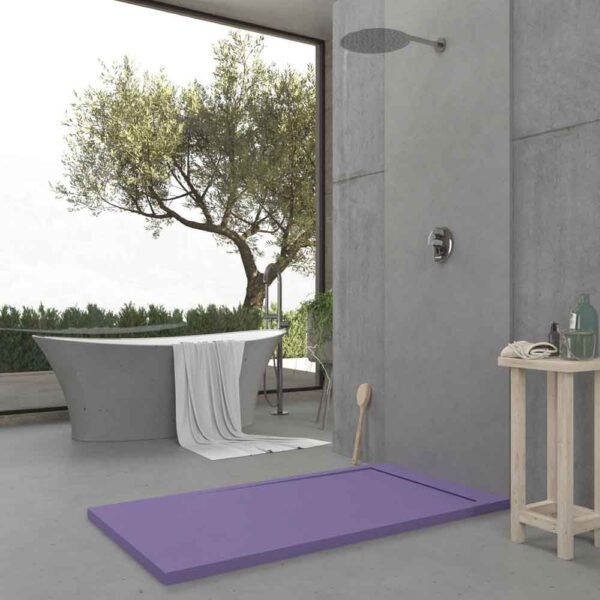 Base de duche em resina URBANSTONE RAL 4005 Lila com textura de ardósia, anti-bacteriana e anti-derrapante. Grelha oculta. - Image 3