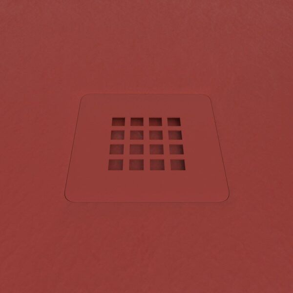 Base de duche em resina CLOE Vermelho Tomate RAL 3013 com textura de ardósia antibacteriana e antiderrapante. Grelha termolacada - Image 3