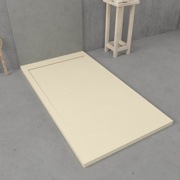 Base de duche em resina URBANSTONE Ivory RAL 1015 com textura de ardósia, anti-bacteriana e anti-derrapante. Grelha oculta. - Image 2
