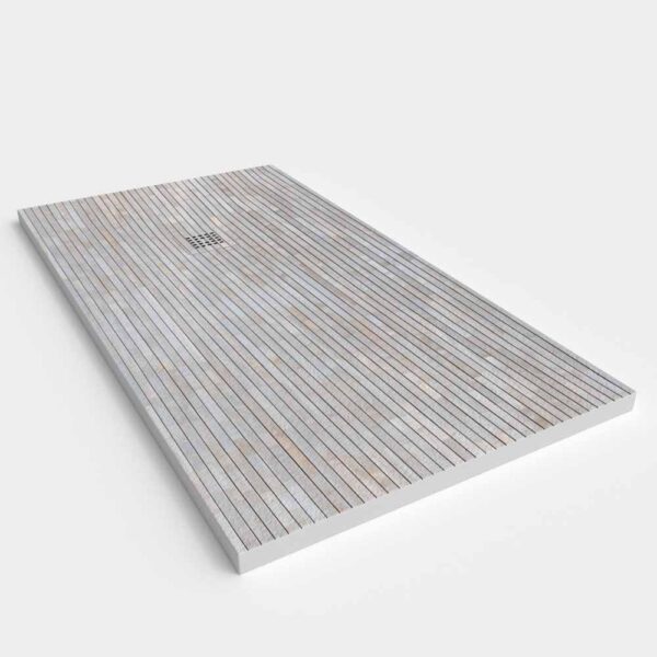 Base de duche em resina com efeito madeira Larch com textura de ardósia - antiderrapante STONE 3D moderna - Image 2