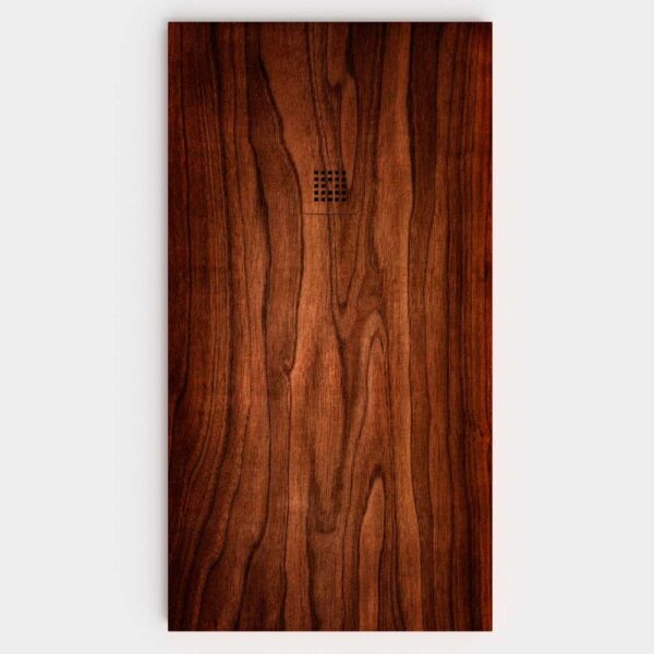 Base de duche em resina com efeito madeira Padauk com textura de ardósia - antiderrapante STONE 3D moderna